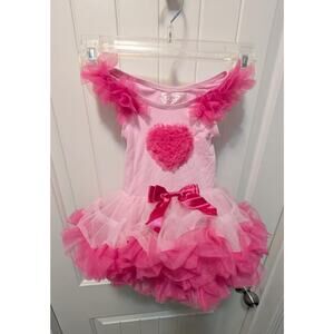 Popatu Girls Pink Tutu Dress 12 month Valentines Easter Holiday Birthday Party